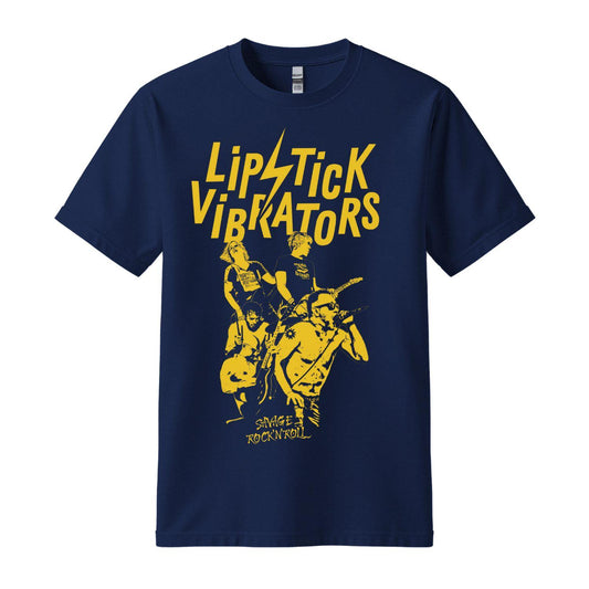lipstick vibrators navy blue t-shirt