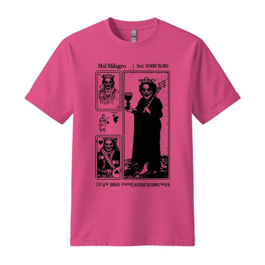 mal milagro el rey de copas pink t-shirt