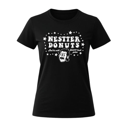 nestter donuts flamenco women's black t-shirt