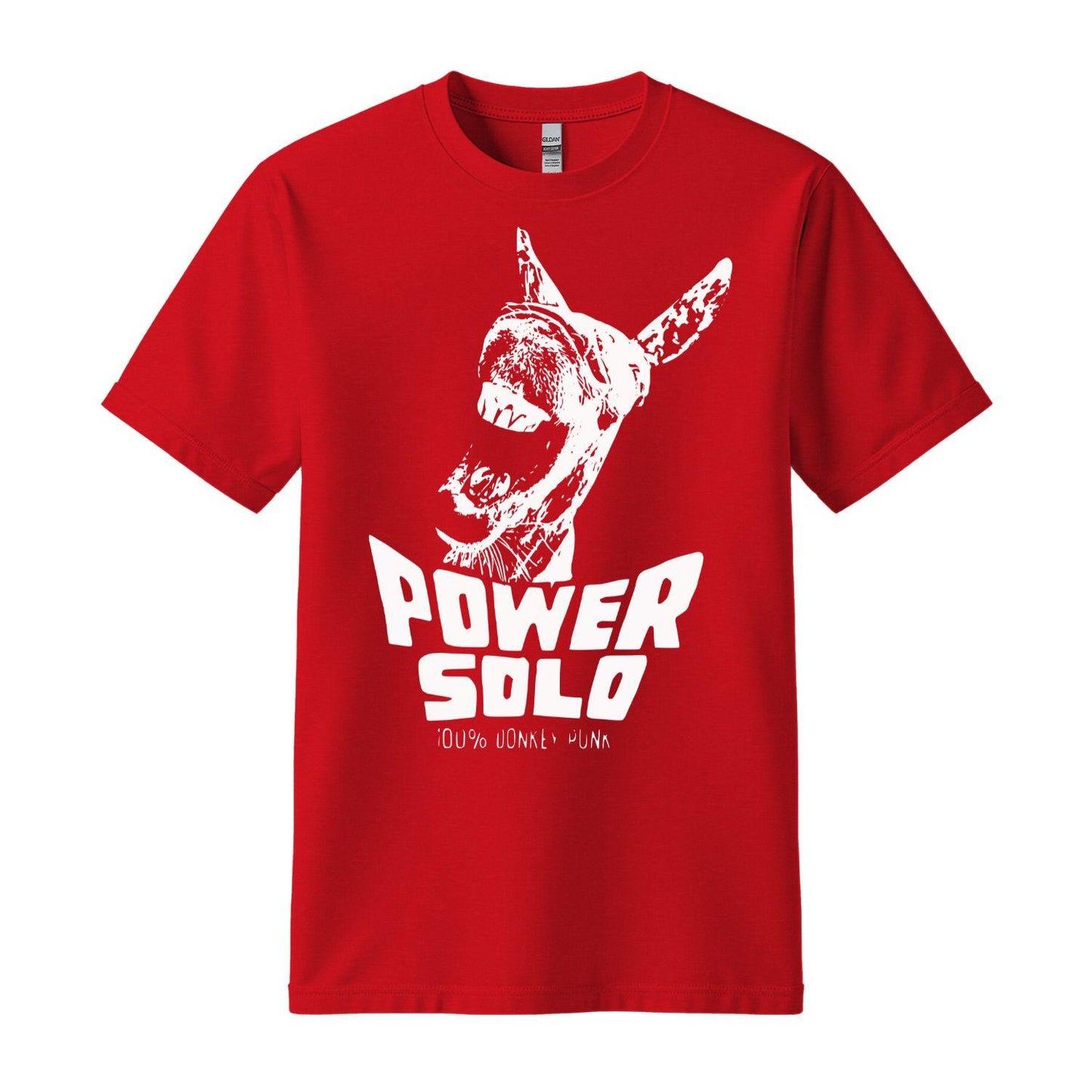 powersolo t-shirt donkey punk red white