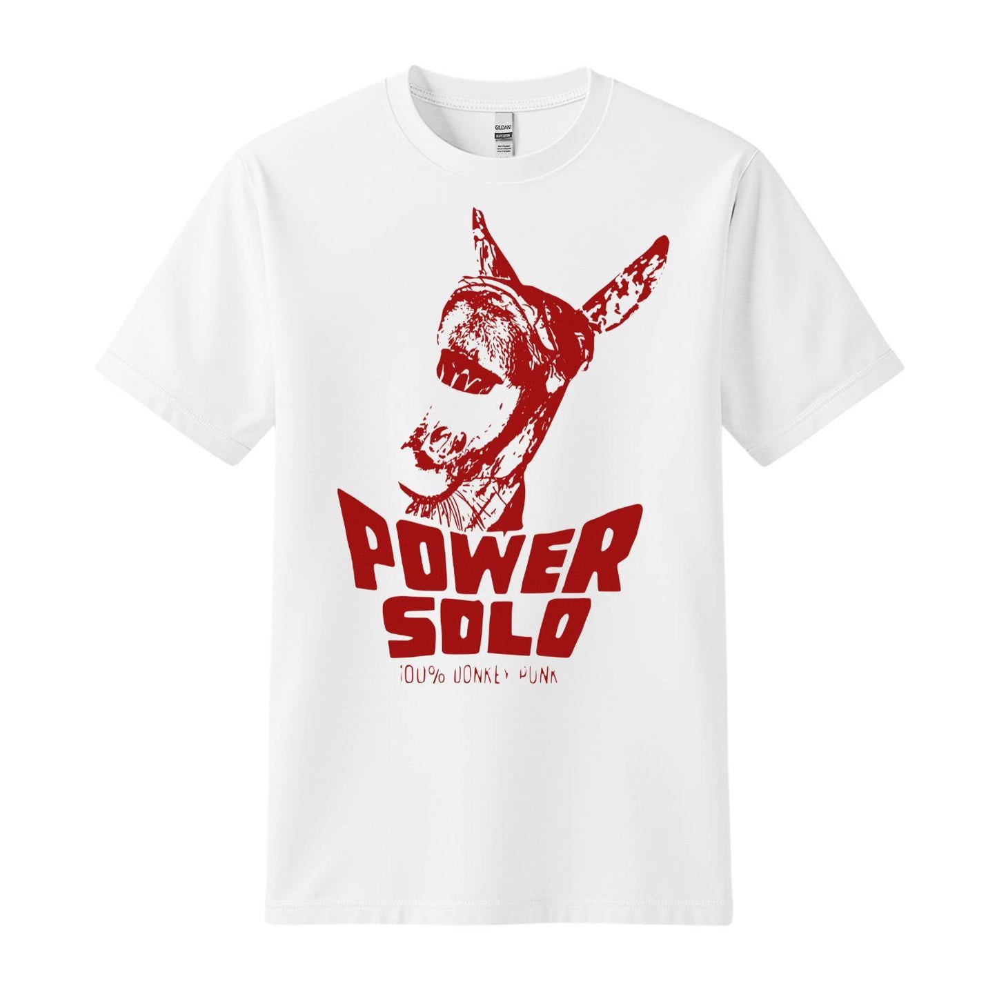 powersolo t-shirt donkey punk white red