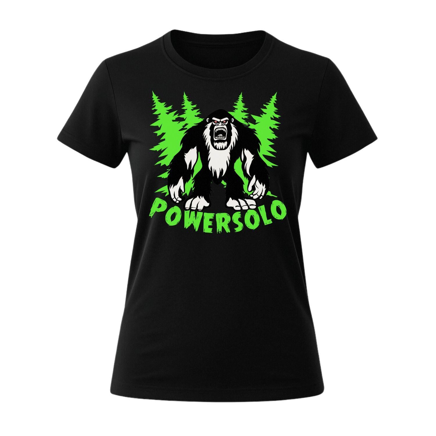 powersolo women t-shirt black sasquatch