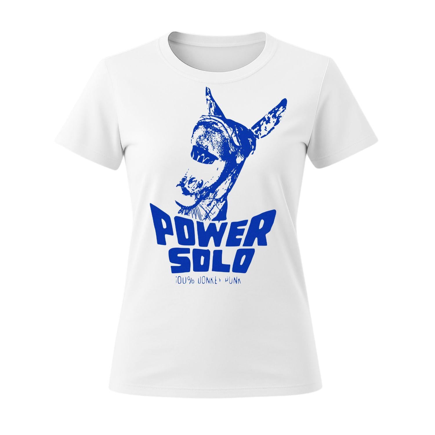 powersolo t-shirt women donkey white blue