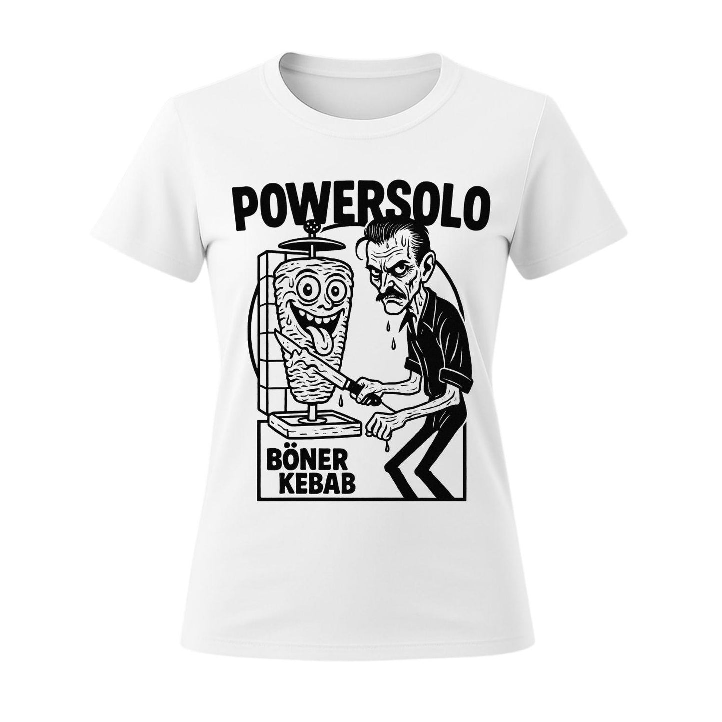 powersolo white t-shirt women black kebab