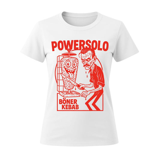 powersolo white t-shirt red kebab women fit