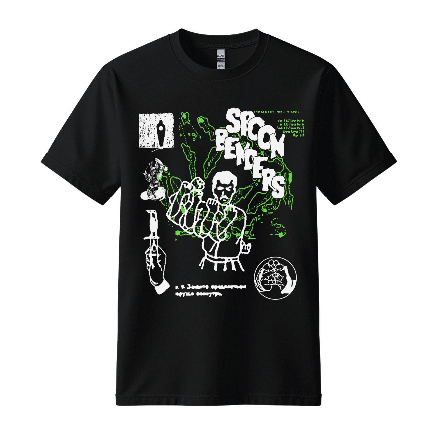 spoon benders black t-shirt