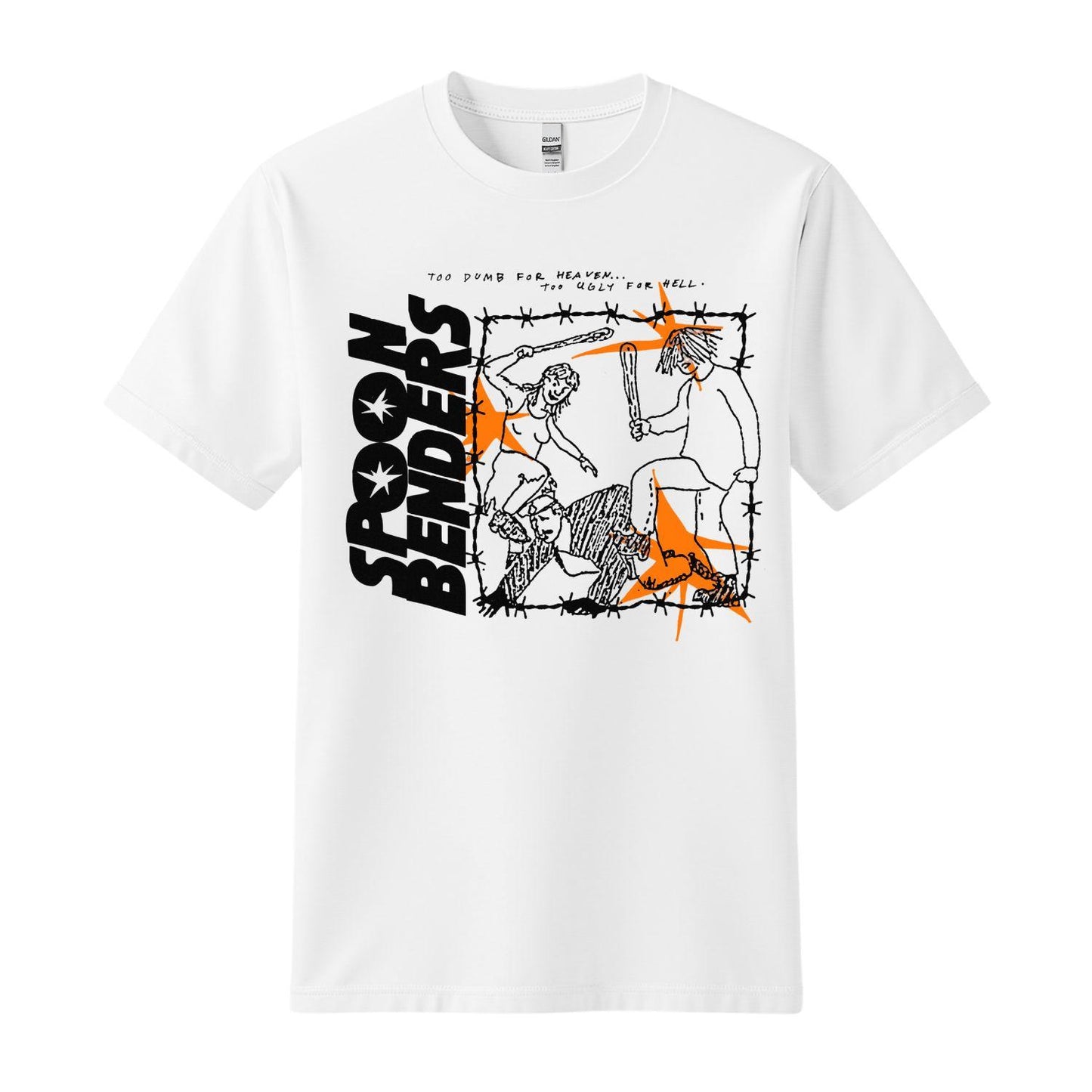spoon benders white t-shirt