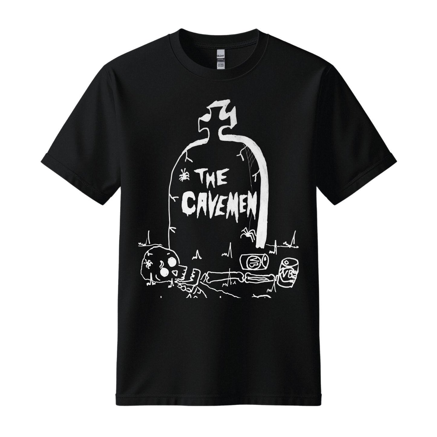 the cavemen black t-shirt tombstone
