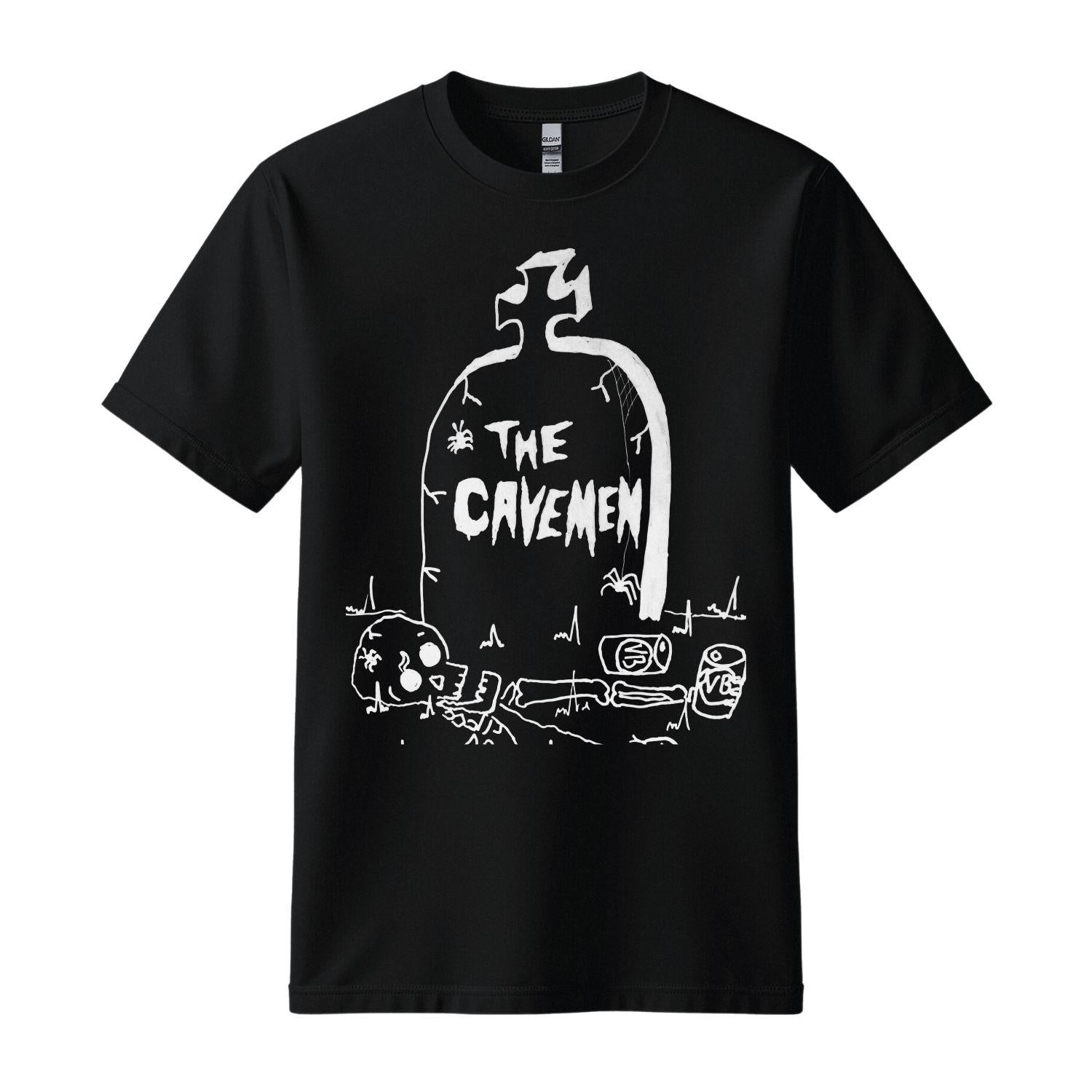 the cavemen black t-shirt tombstone