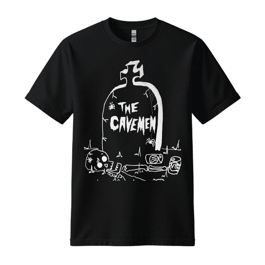 the cavemen black t-shirt tombstone