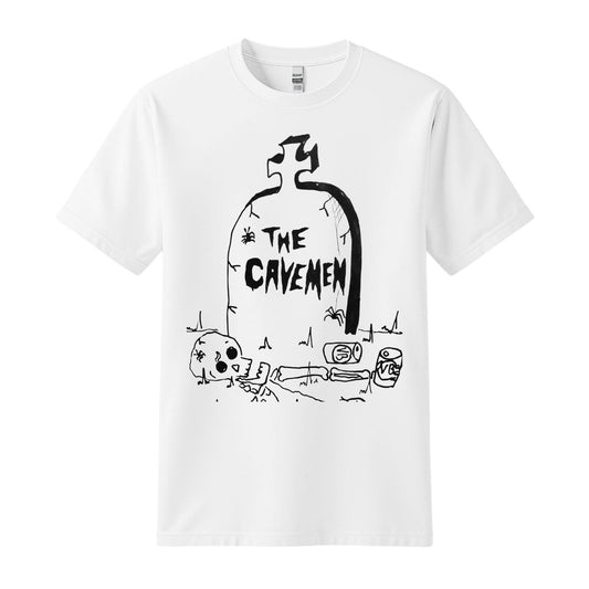 the cavemen white t-shirt tombstone