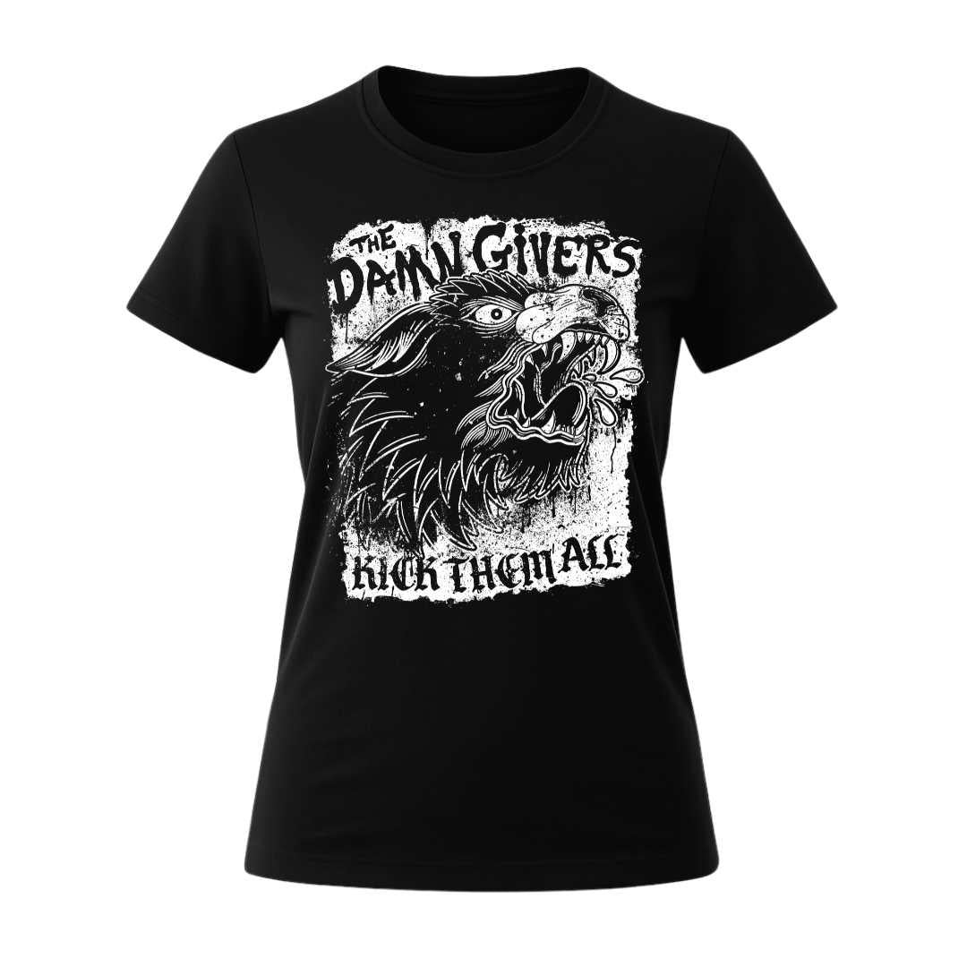 the damn givers women's black t-shirt