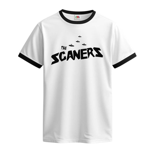 the scnaers ringer t-shirt white black ufo