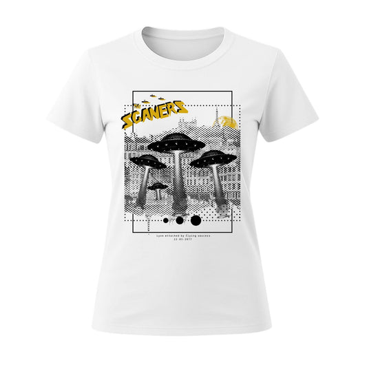 the scaners t-shirt lyon attacked by flying saucer women white lyon city france ufo fourvière
