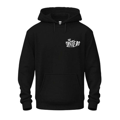 the spitters cat black hoodie front back