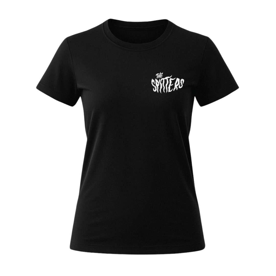 the spitters cat women t-shirt front back