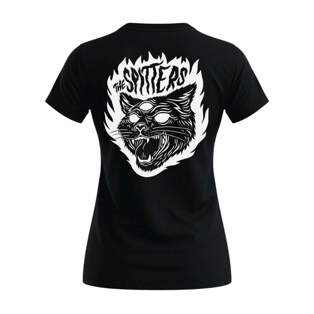 the spitters cat women t-shirt front back