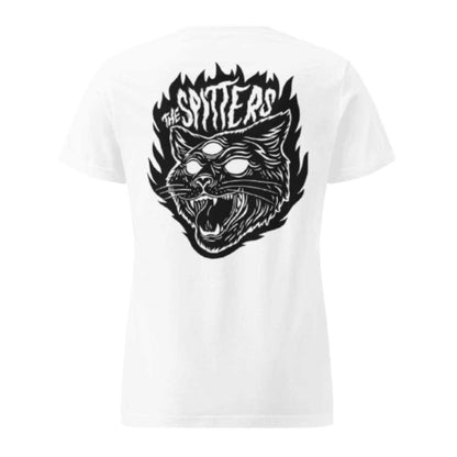 the spitters cat women white t-shirt front back